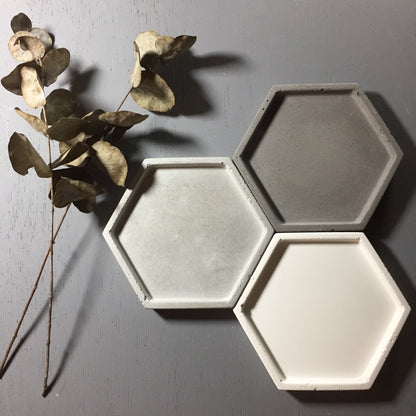 Concrete hexagon tray / accessory holder (small) - "dark grey"