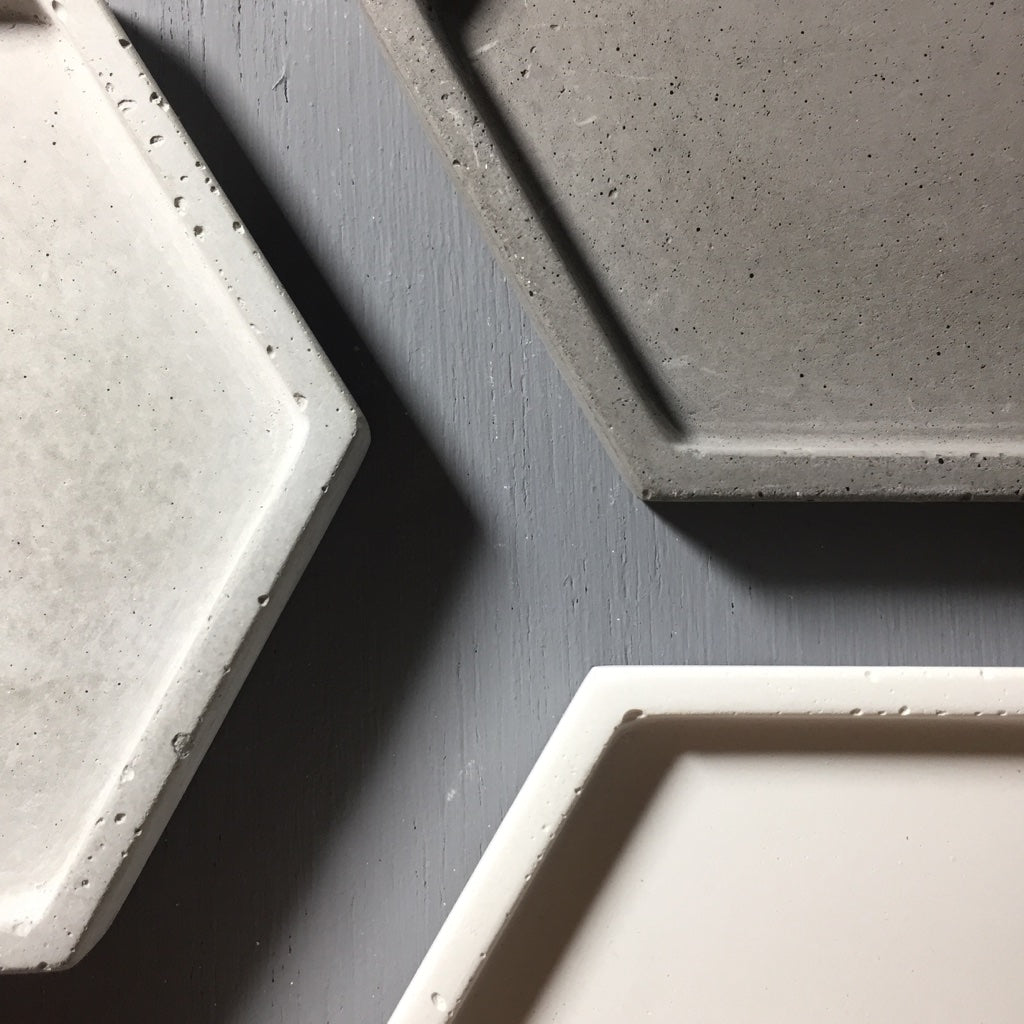 Concrete hexagon tray / accessory holder (small) - "white"