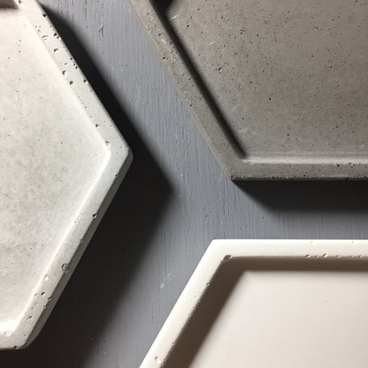 Concrete hexagon tray / accessory holder (small) - "grey"