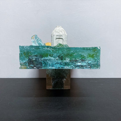 concrete x resin art | floating ocean - terraform, 2021 | W350mm x D200mm x H220mm